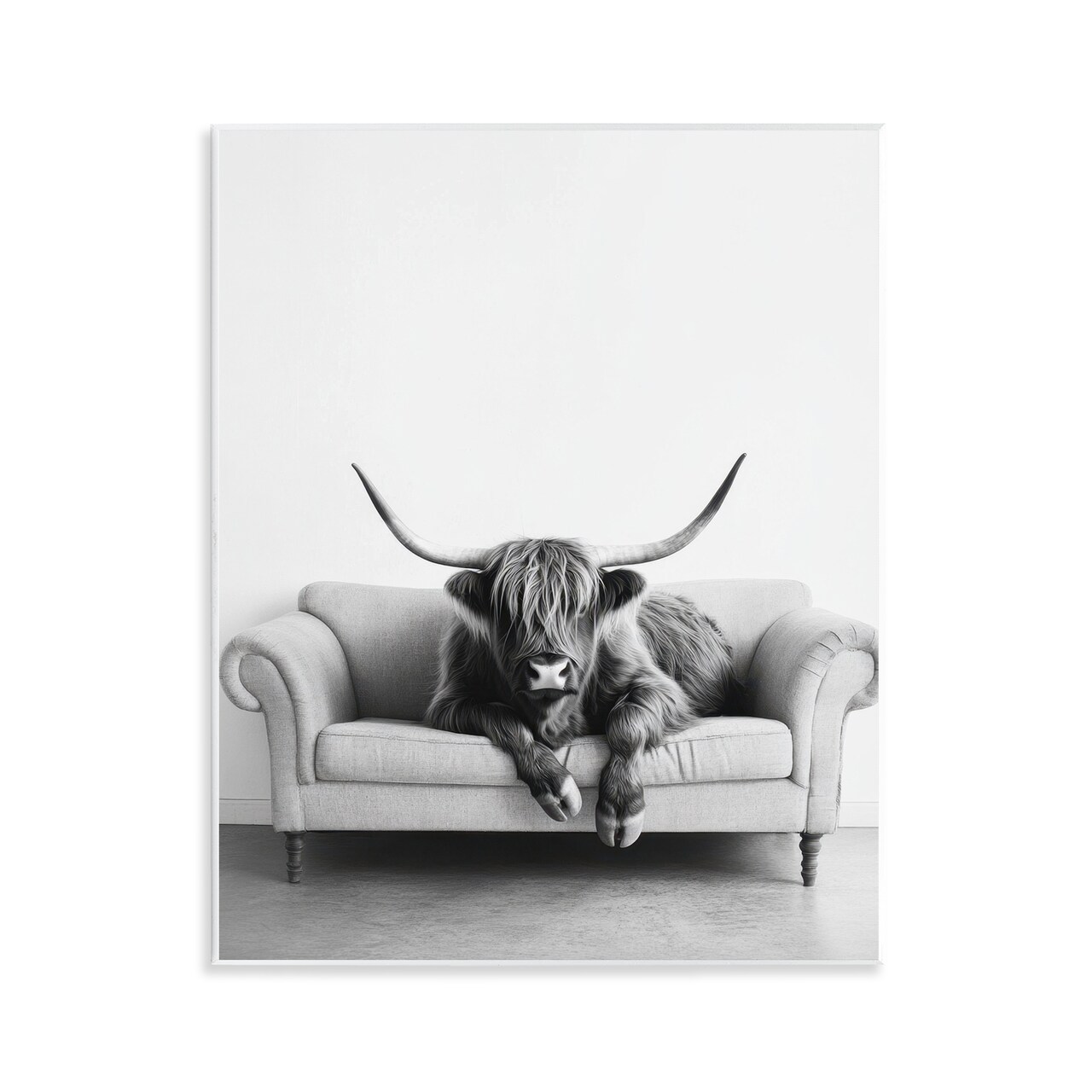 Stupell Industries Highland Cow on Couch Wall Plaque By Petal Prints Design